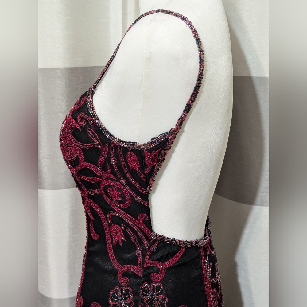 Mia Bella Couture Stunning Beaded Embroidered Open Back Silk Evening Gown - Picture 12 of 16